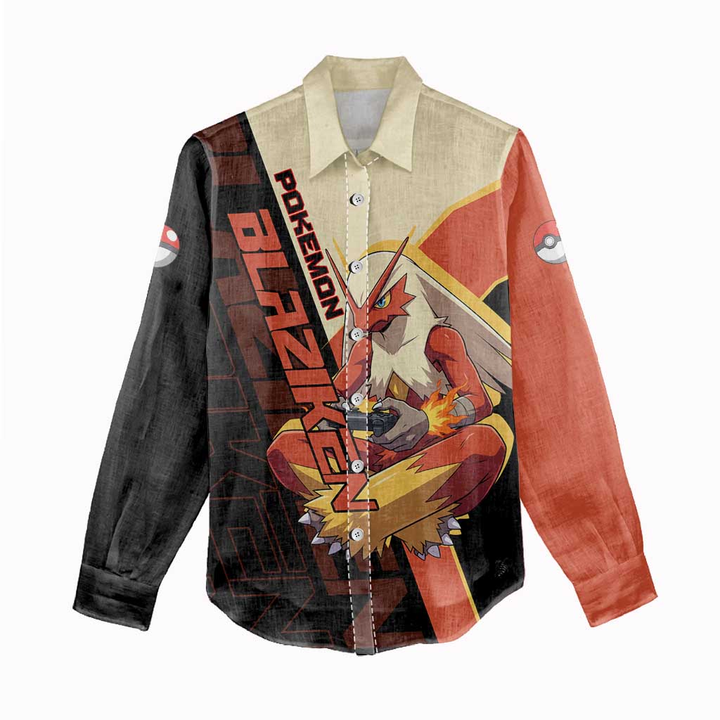 Blaziken Poké Women Casual Shirt Retro Anime Vector Style