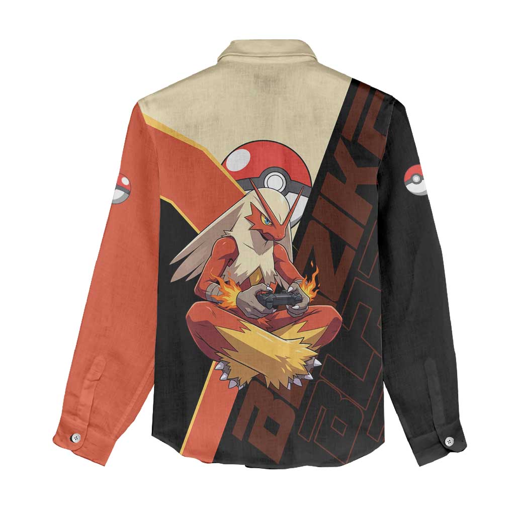 Blaziken Poké Women Casual Shirt Retro Anime Vector Style
