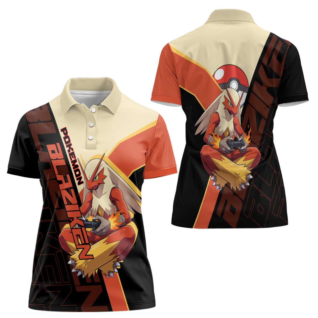 Blaziken Poké Women Polo Shirt Retro Anime Vector Style