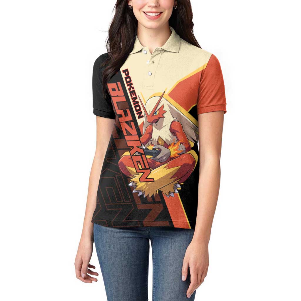 Blaziken Poké Women Polo Shirt Retro Anime Vector Style