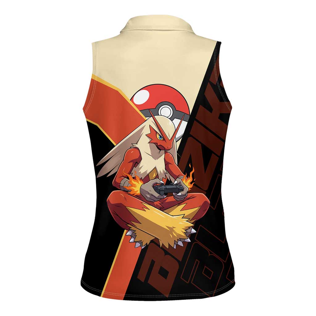 Blaziken Poké Women Sleeveless Polo Shirt Retro Anime Vector Style