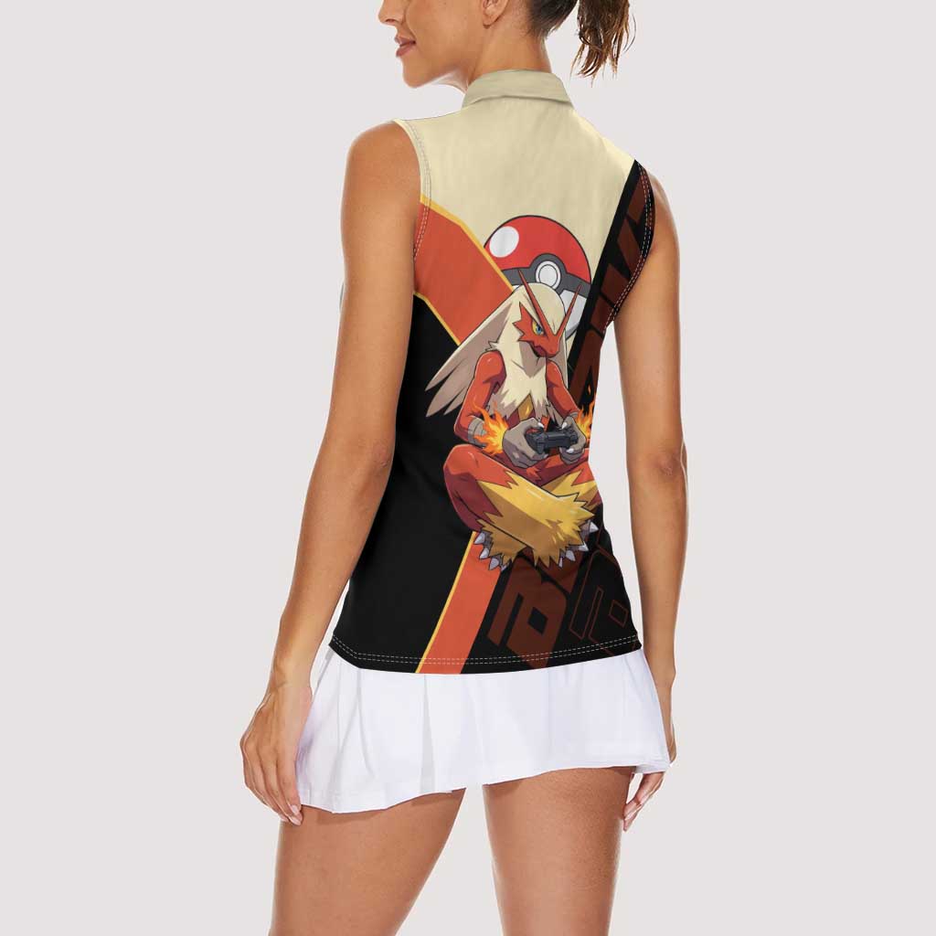 Blaziken Poké Women Sleeveless Polo Shirt Retro Anime Vector Style