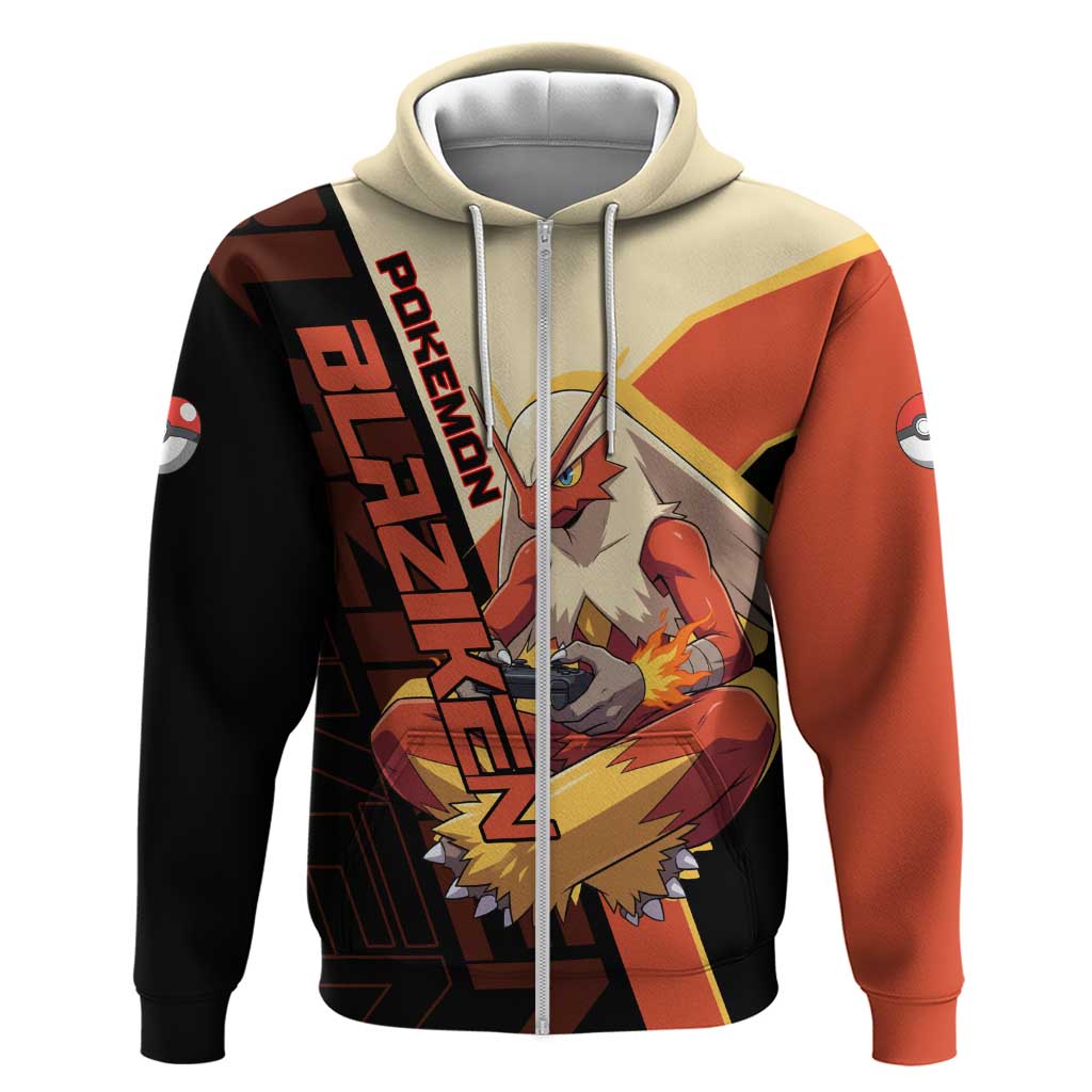 Blaziken Poké Zip Hoodie Retro Anime Vector Style