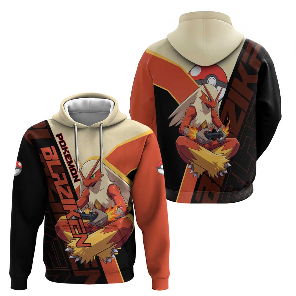 Blaziken Poké Zip Hoodie Retro Anime Vector Style