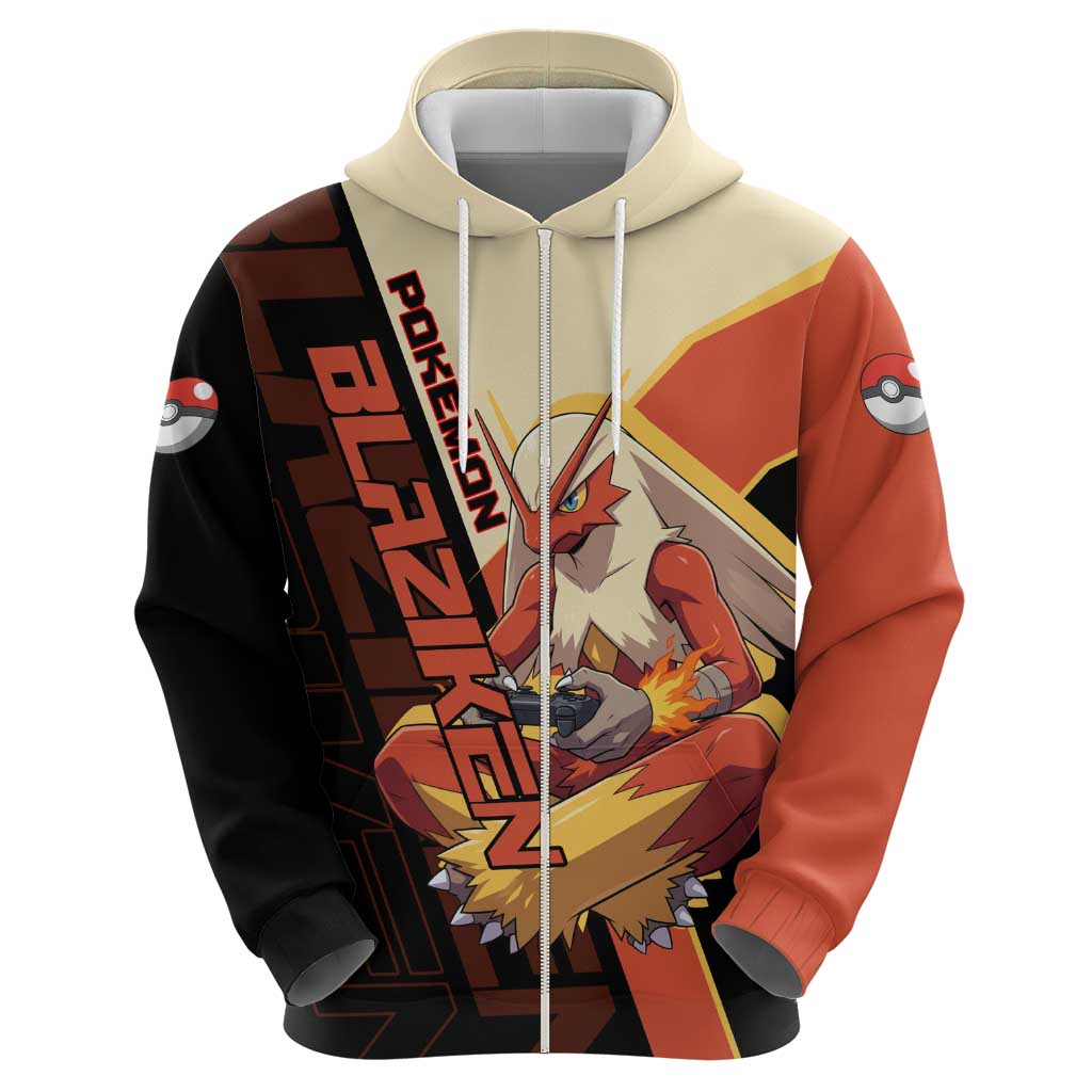 Blaziken Poké Zip Hoodie Retro Anime Vector Style