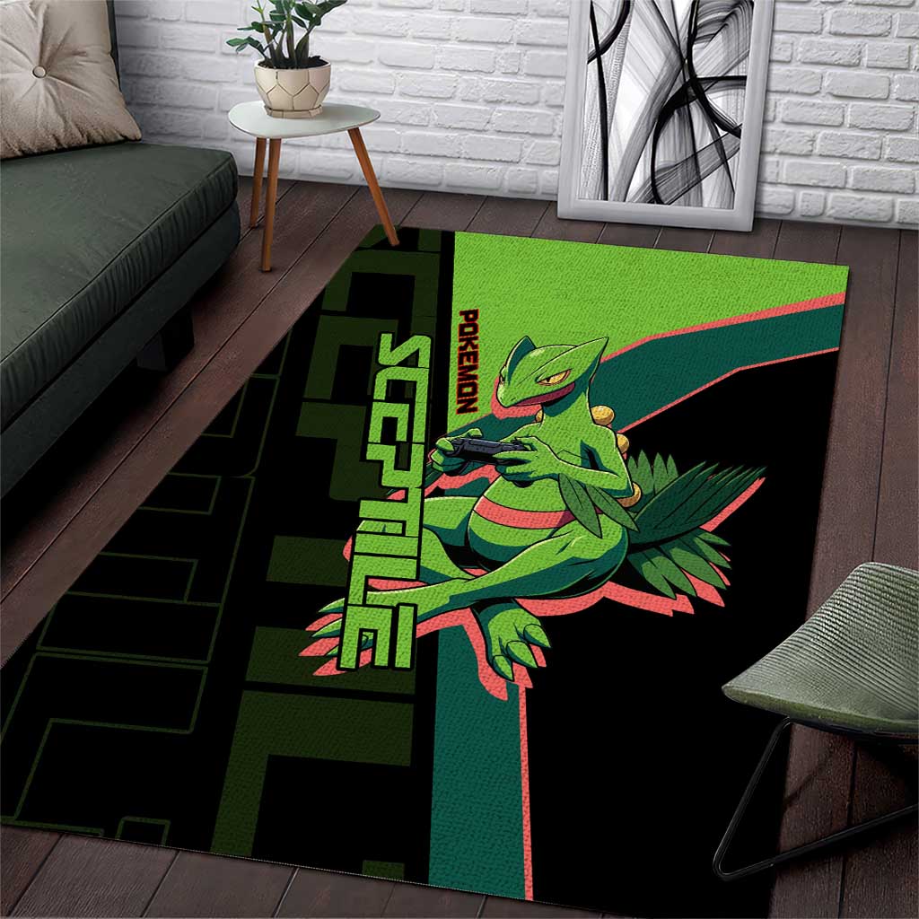 Sceptile Poké Area Rug Neon Retro Anime Style
