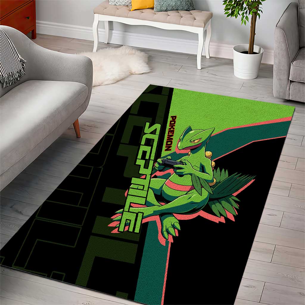 Sceptile Poké Area Rug Neon Retro Anime Style