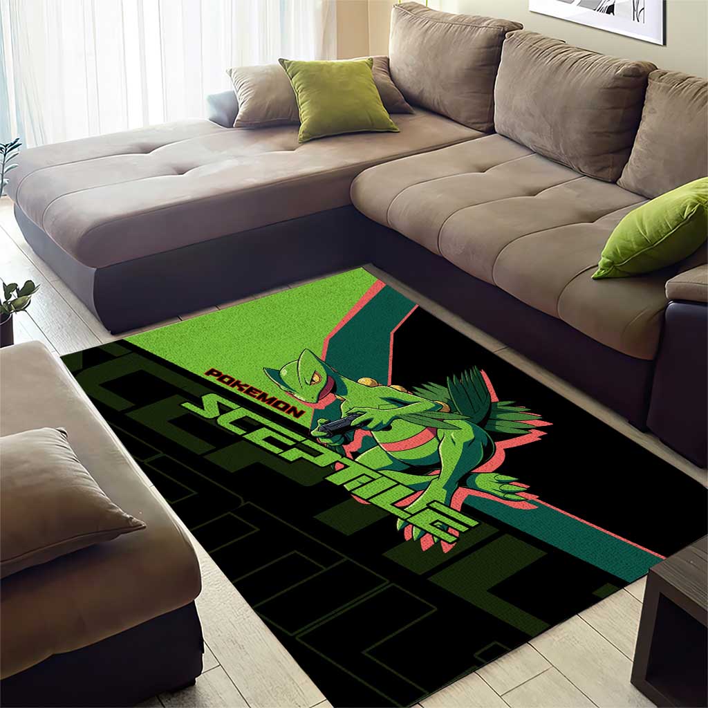 Sceptile Poké Area Rug Neon Retro Anime Style