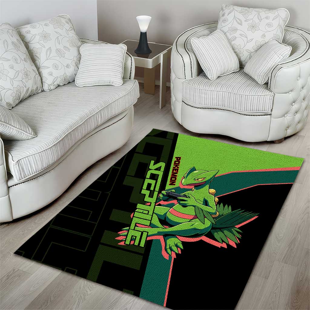 Sceptile Poké Area Rug Neon Retro Anime Style
