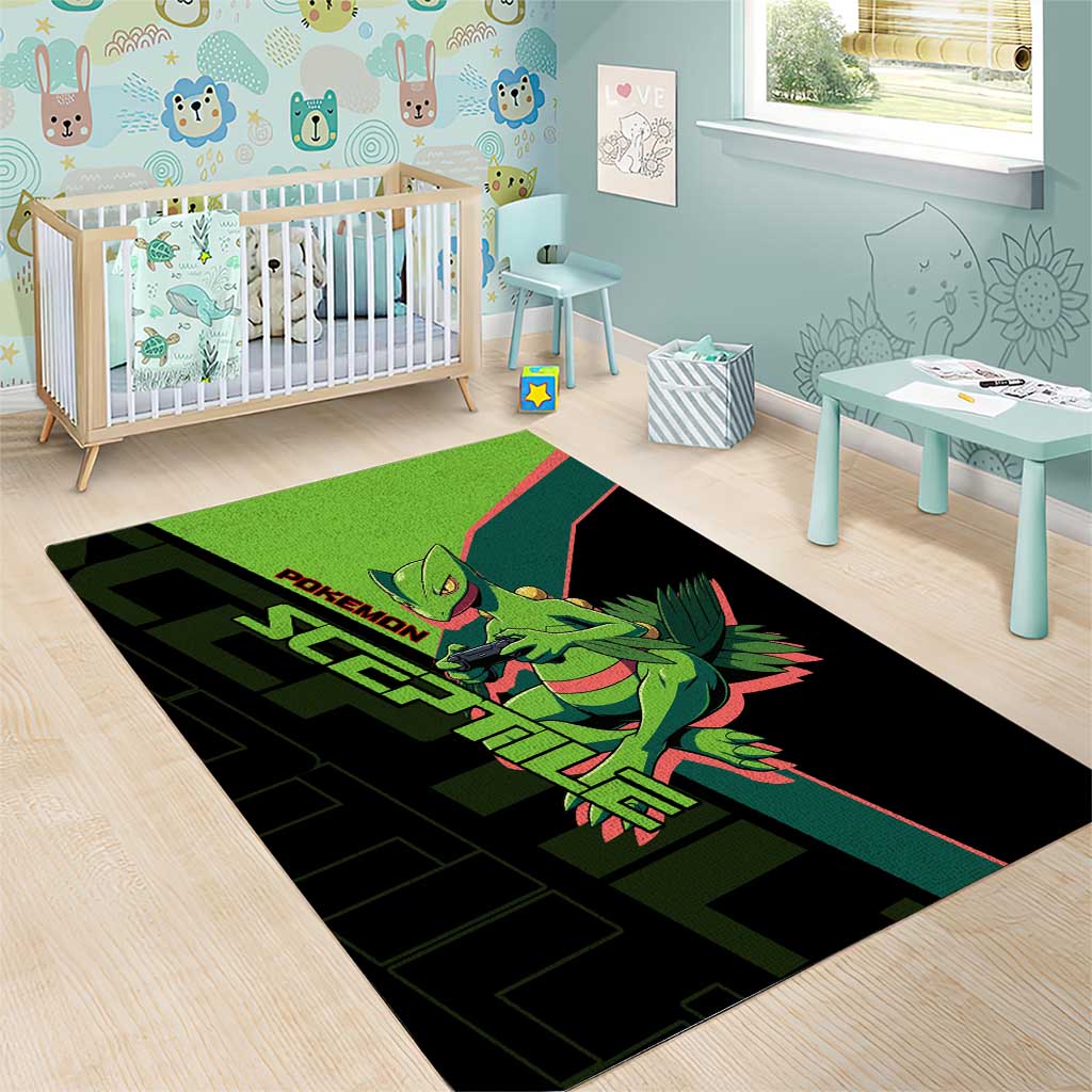 Sceptile Poké Area Rug Neon Retro Anime Style