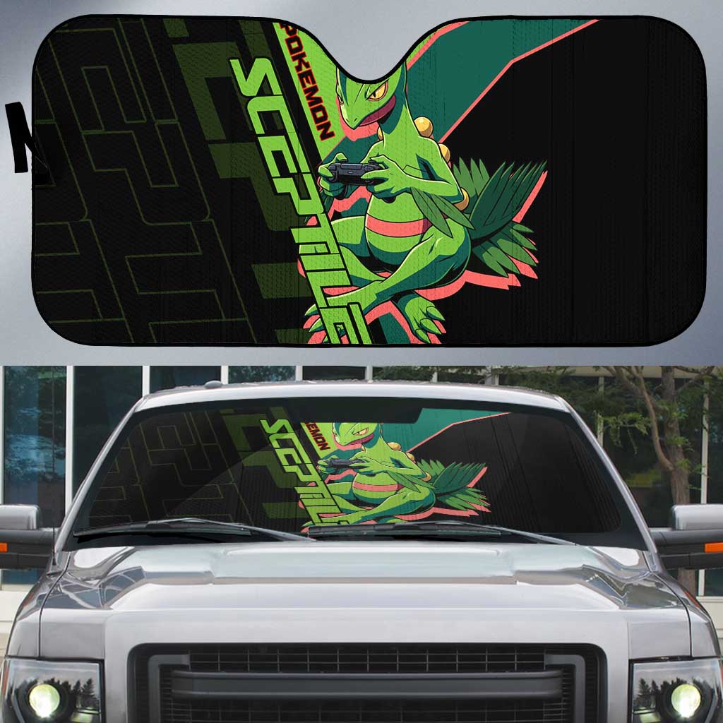 Sceptile Poké Auto Sun Shade Neon Retro Anime Style