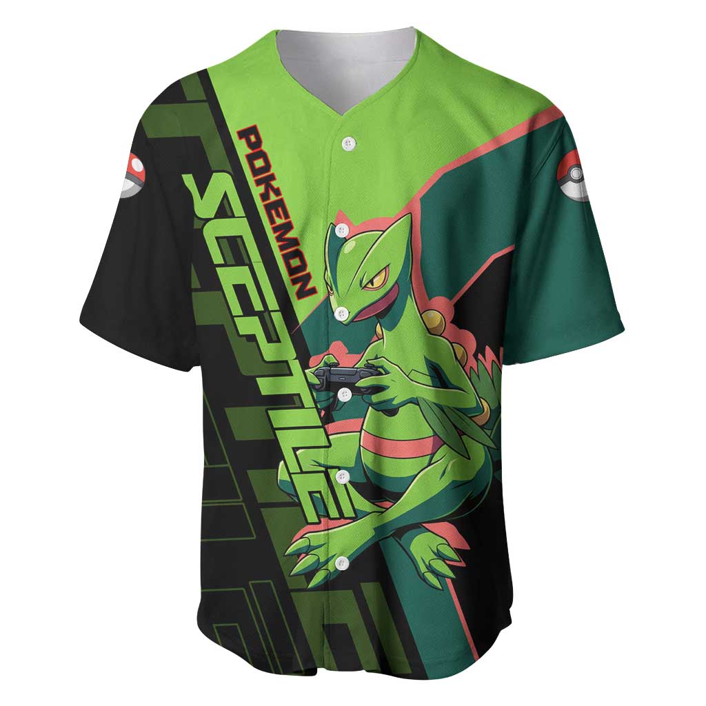 Sceptile Poké Baseball Jersey Neon Retro Anime Style