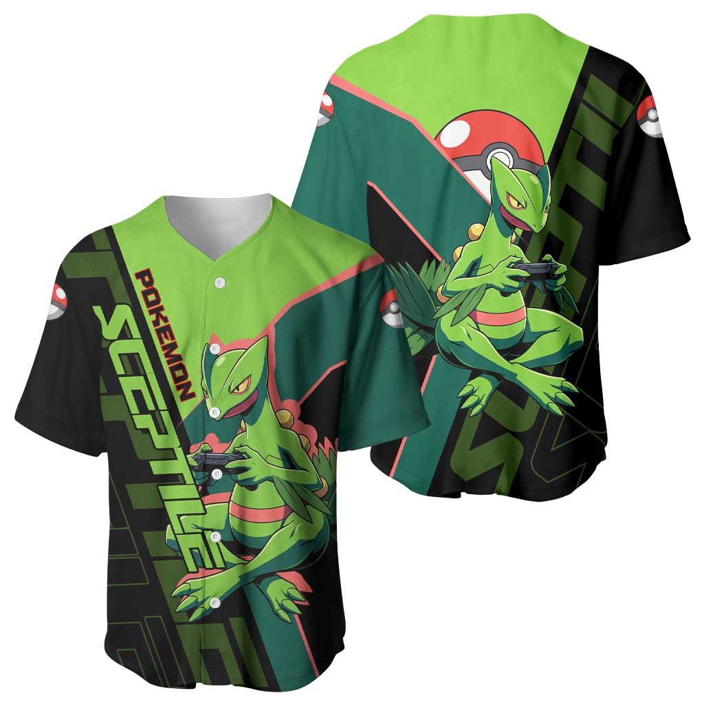 Sceptile Poké Baseball Jersey Neon Retro Anime Style