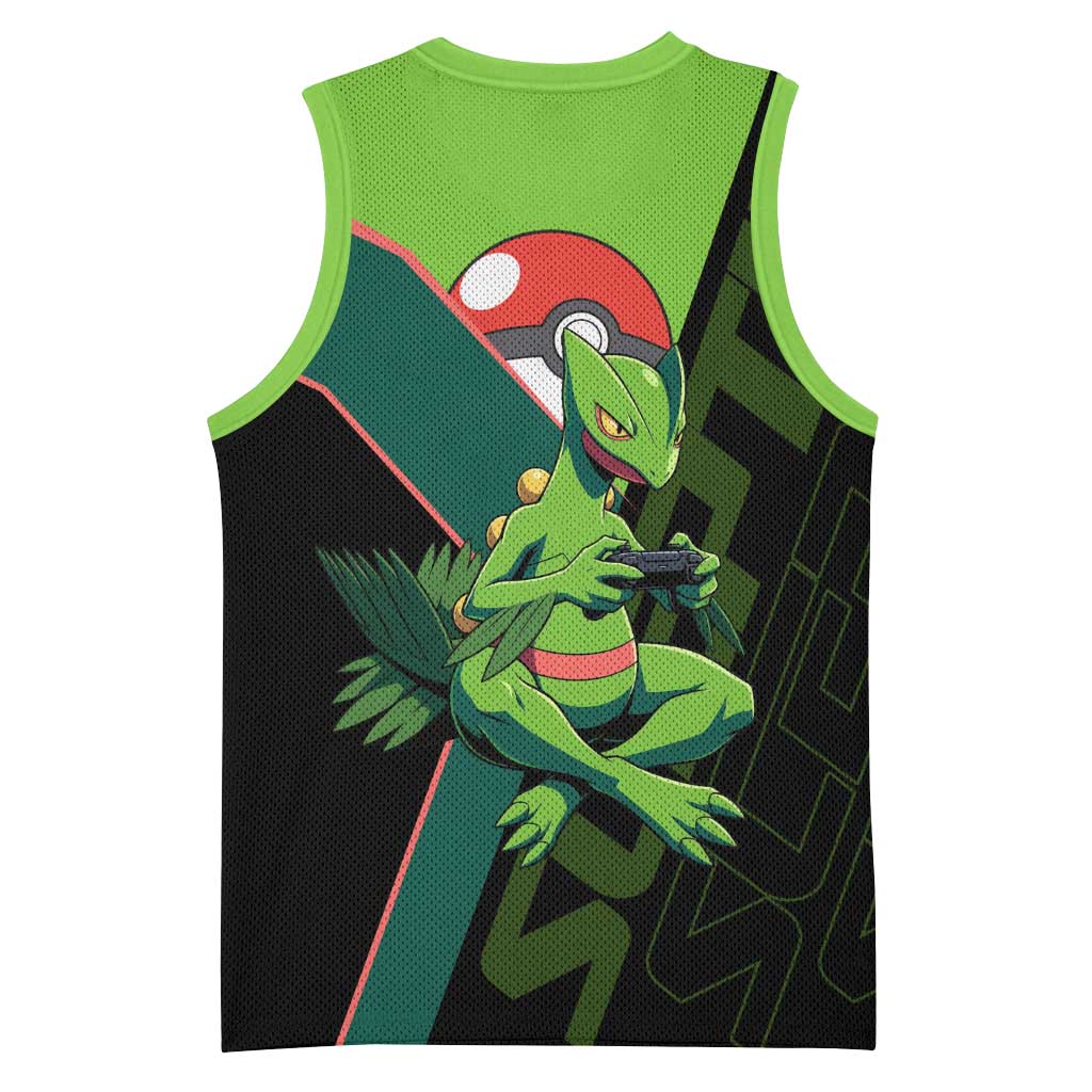 Sceptile Poké Basketball Jersey Neon Retro Anime Style