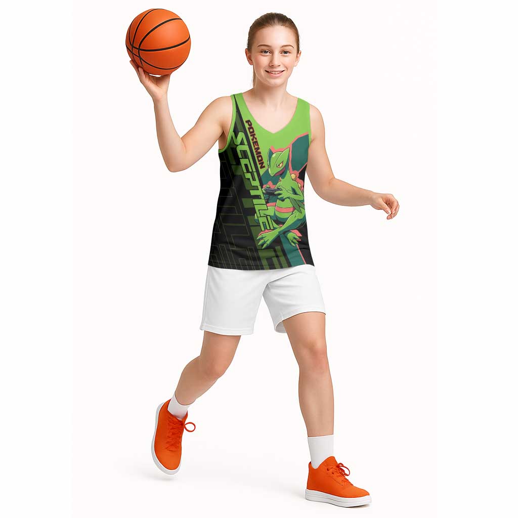 Sceptile Poké Basketball Jersey Neon Retro Anime Style