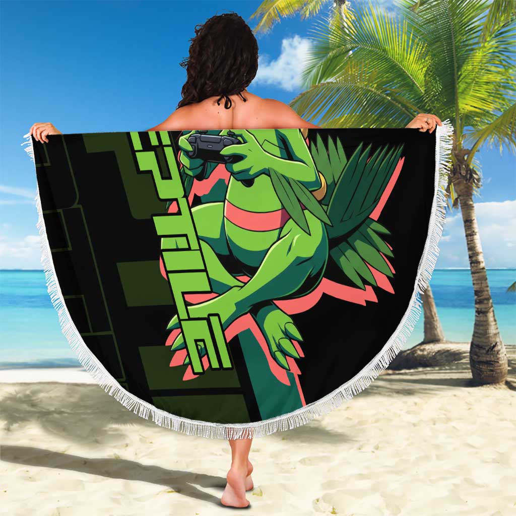 Sceptile Poké Beach Blanket Neon Retro Anime Style