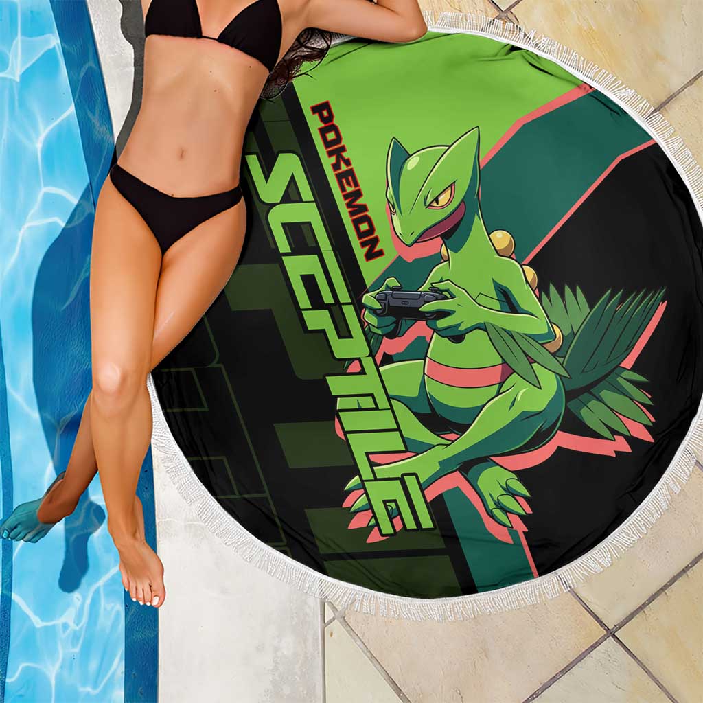 Sceptile Poké Beach Blanket Neon Retro Anime Style