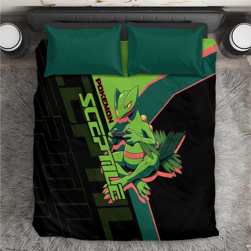 Sceptile Poké Bedding Set Neon Retro Anime Style