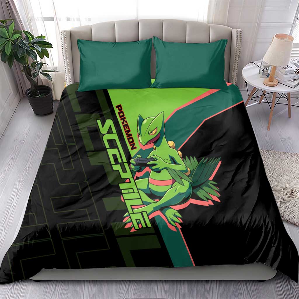 Sceptile Poké Bedding Set Neon Retro Anime Style