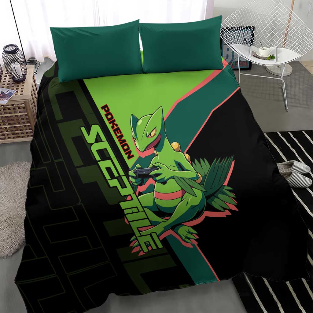 Sceptile Poké Bedding Set Neon Retro Anime Style