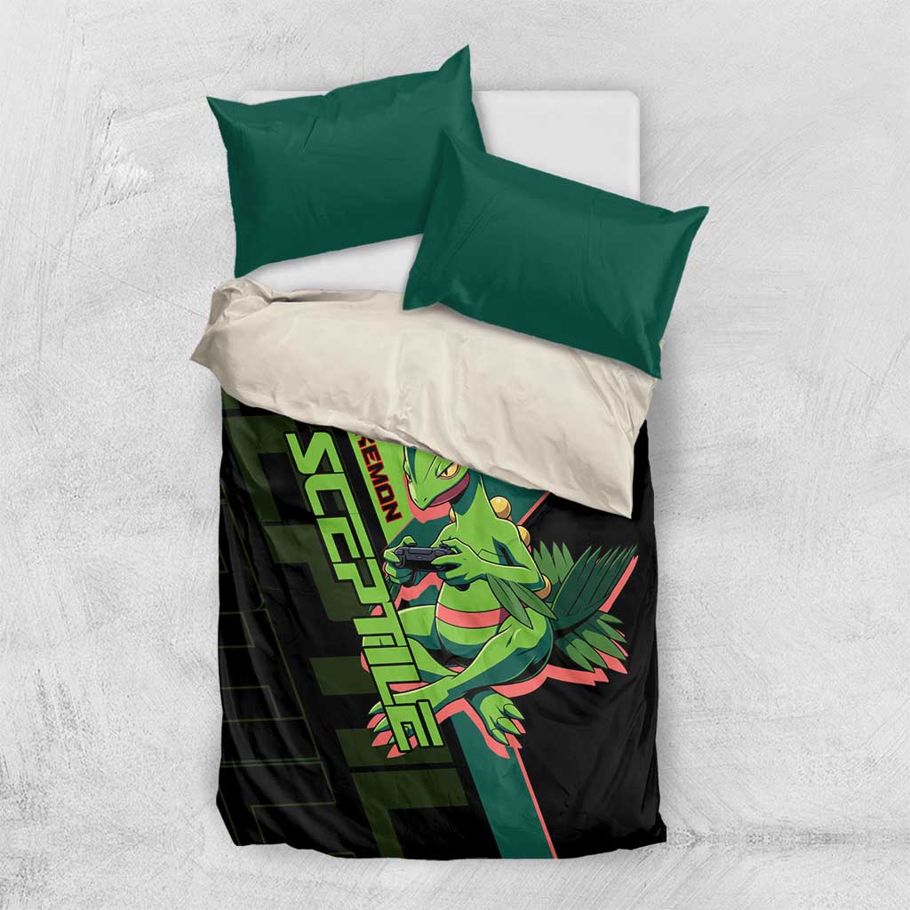 Sceptile Poké Bedding Set Neon Retro Anime Style