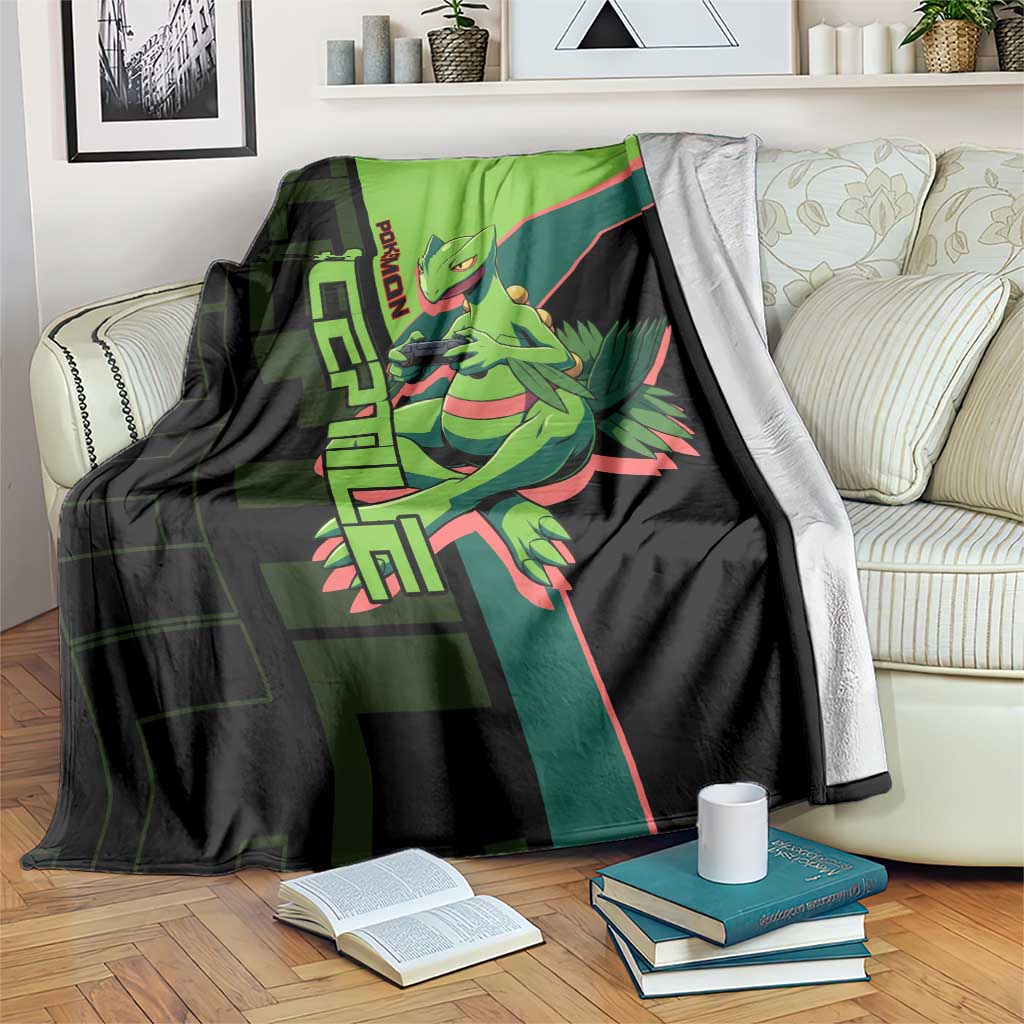 Sceptile Poké Blanket Neon Retro Anime Style