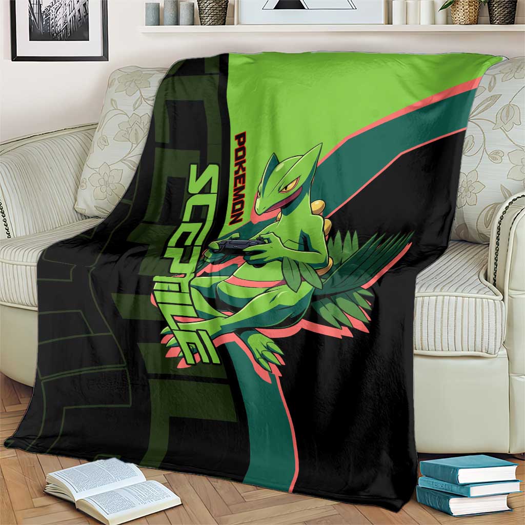 Sceptile Poké Blanket Neon Retro Anime Style