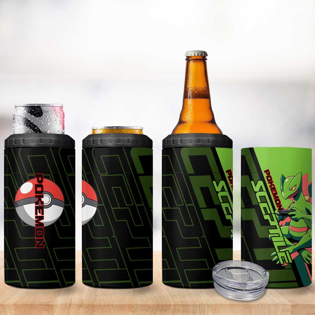 Sceptile Poké 4 in 1 Can Cooler Tumbler Neon Retro Anime Style