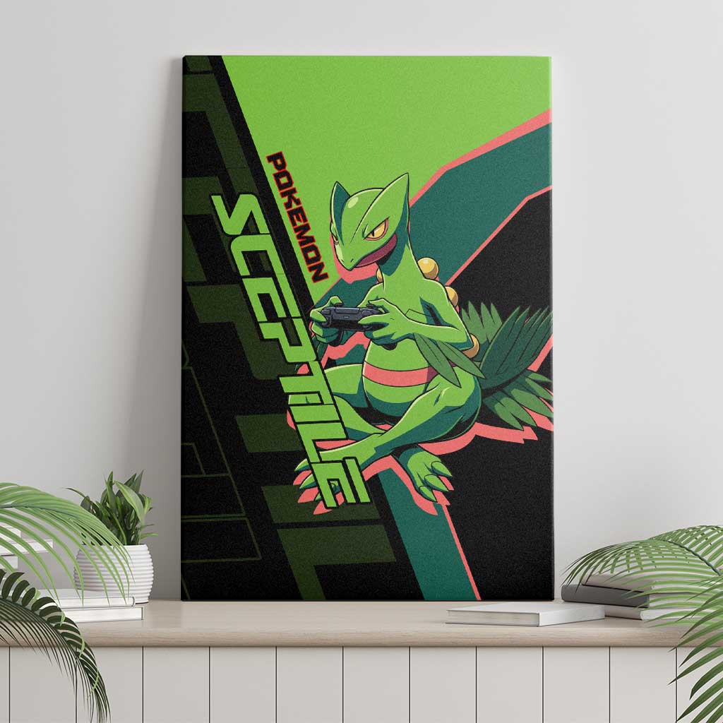 Sceptile Poké Canvas Wall Art Neon Retro Anime Style