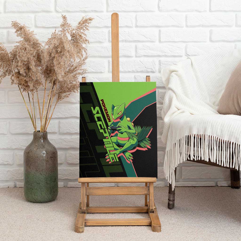 Sceptile Poké Canvas Wall Art Neon Retro Anime Style