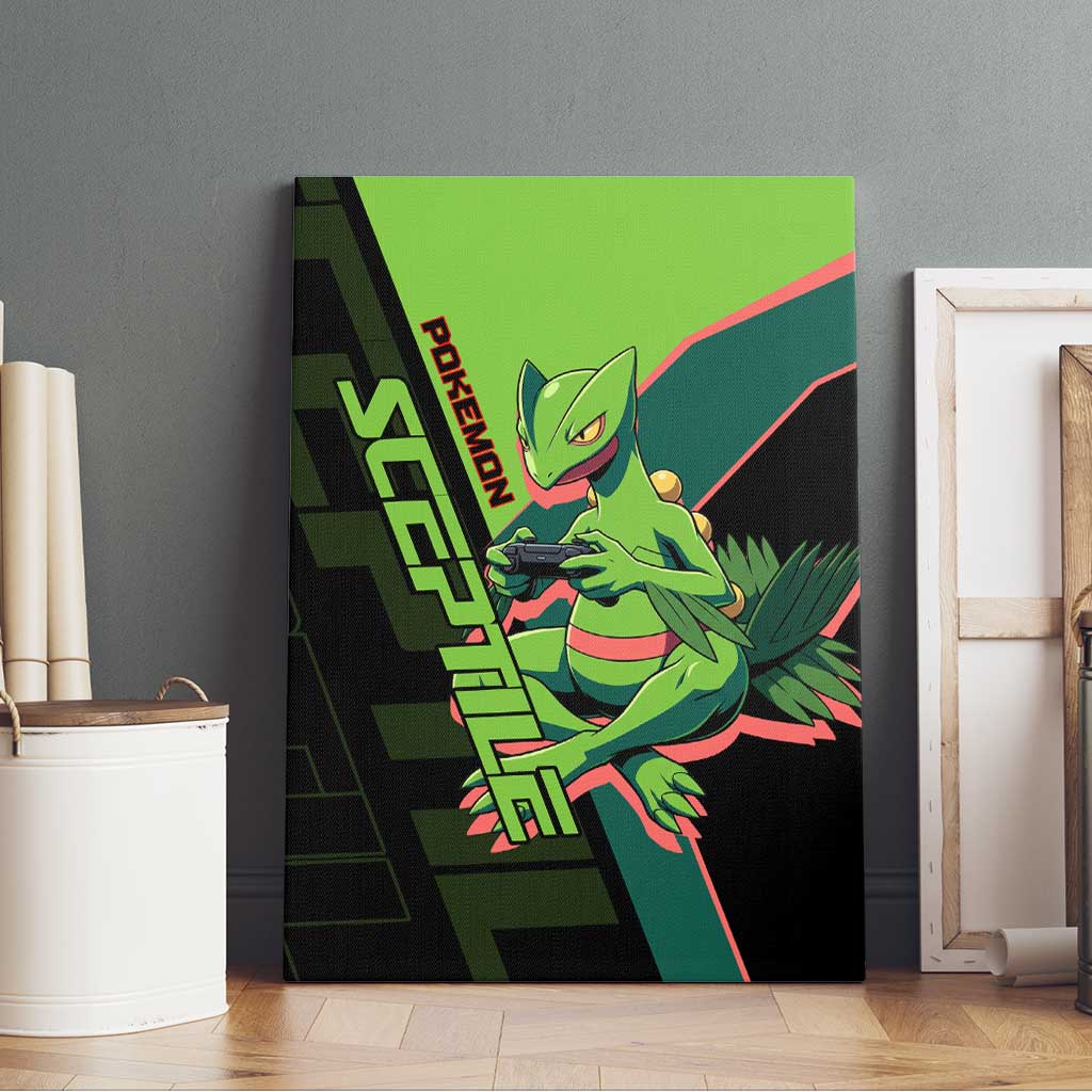 Sceptile Poké Canvas Wall Art Neon Retro Anime Style