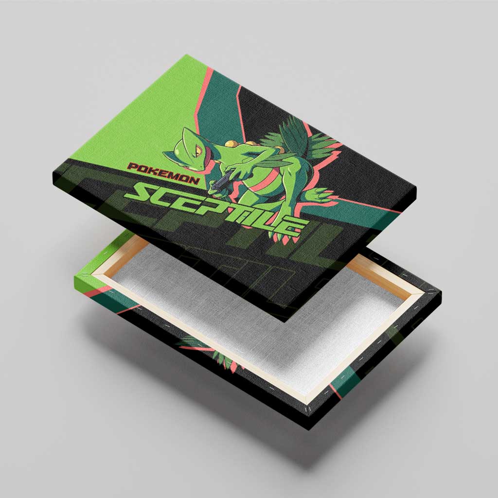 Sceptile Poké Canvas Wall Art Neon Retro Anime Style