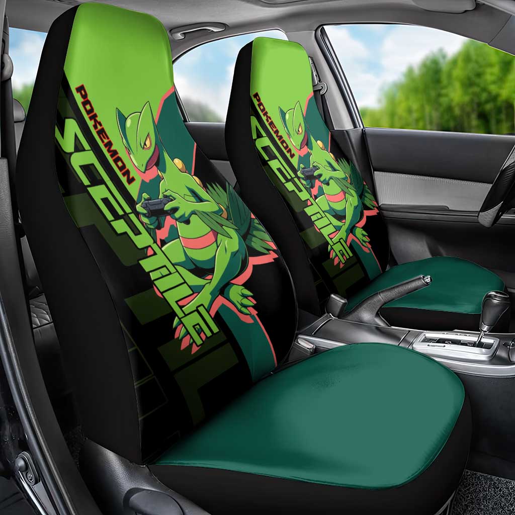 Sceptile Poké Car Seat Cover Neon Retro Anime Style