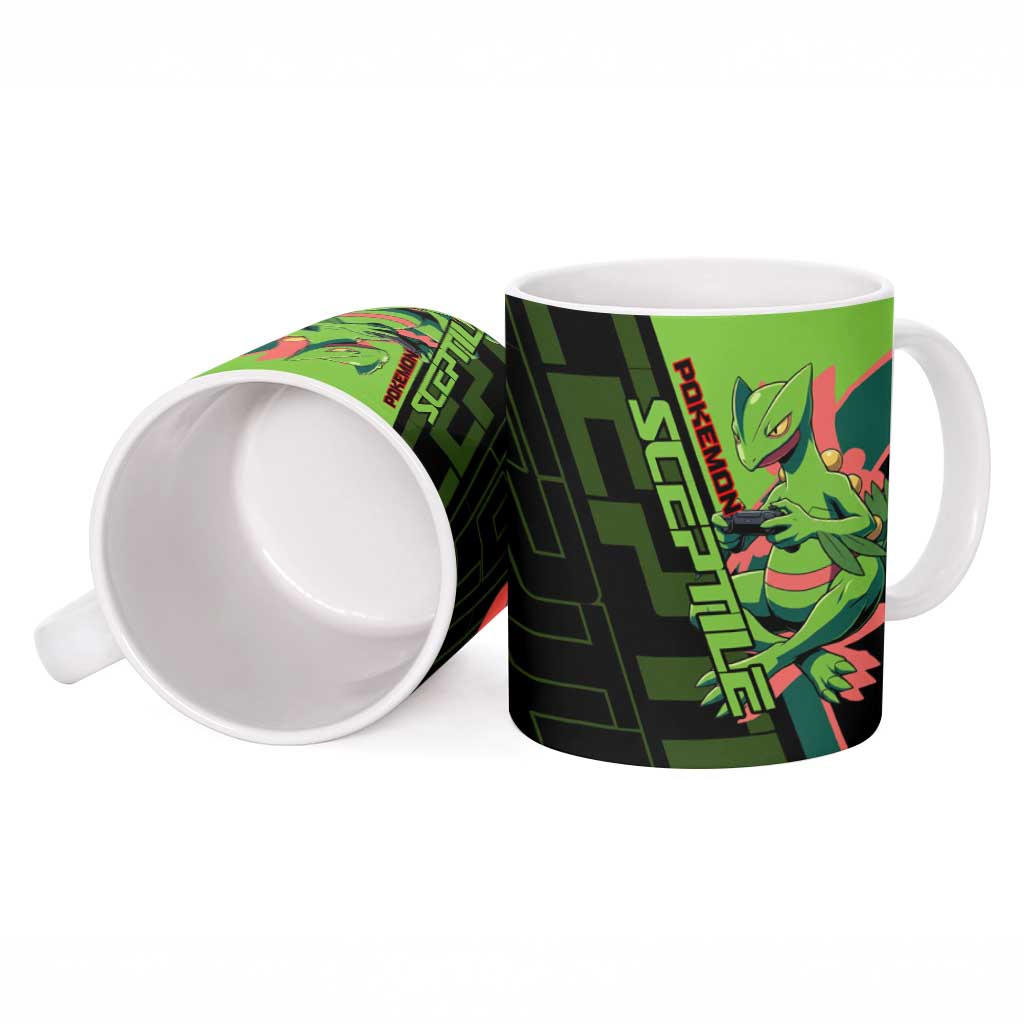 Sceptile Poké Ceramic Mug Neon Retro Anime Style