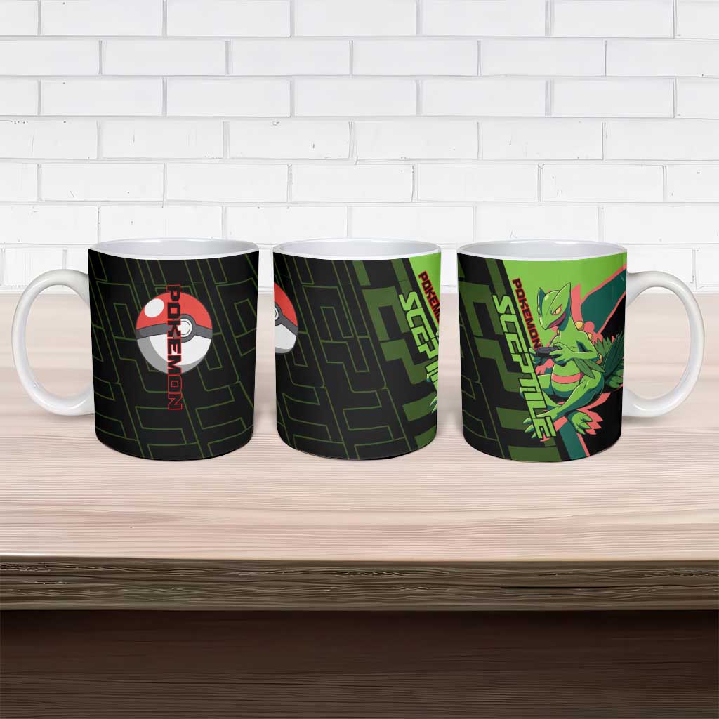 Sceptile Poké Ceramic Mug Neon Retro Anime Style