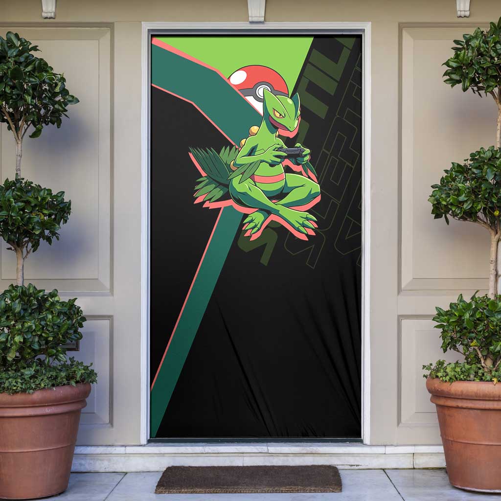 Sceptile Poké Door Cover Neon Retro Anime Style