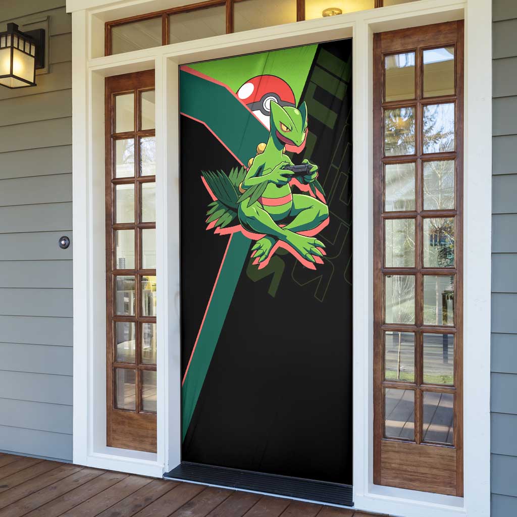 Sceptile Poké Door Cover Neon Retro Anime Style