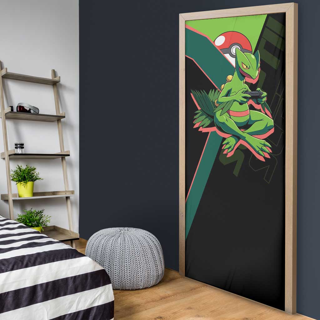 Sceptile Poké Door Cover Neon Retro Anime Style