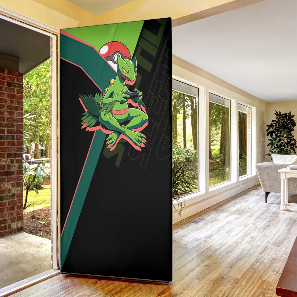 Sceptile Poké Door Cover Neon Retro Anime Style
