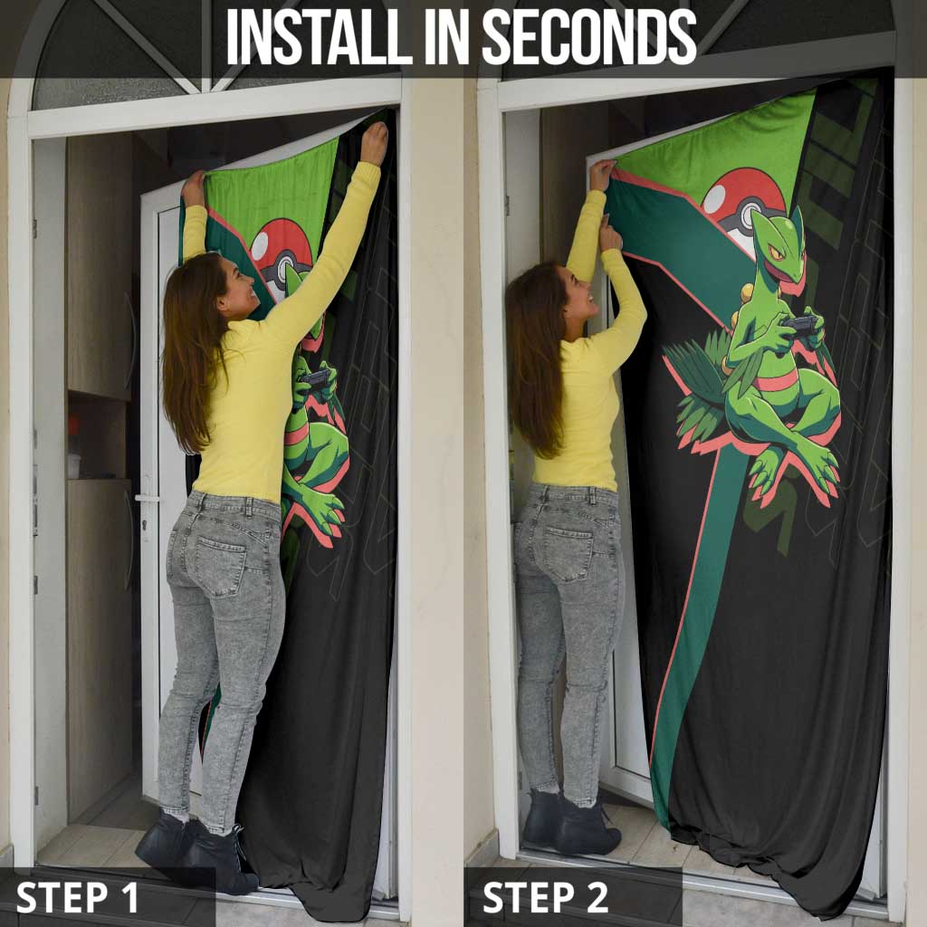 Sceptile Poké Door Cover Neon Retro Anime Style