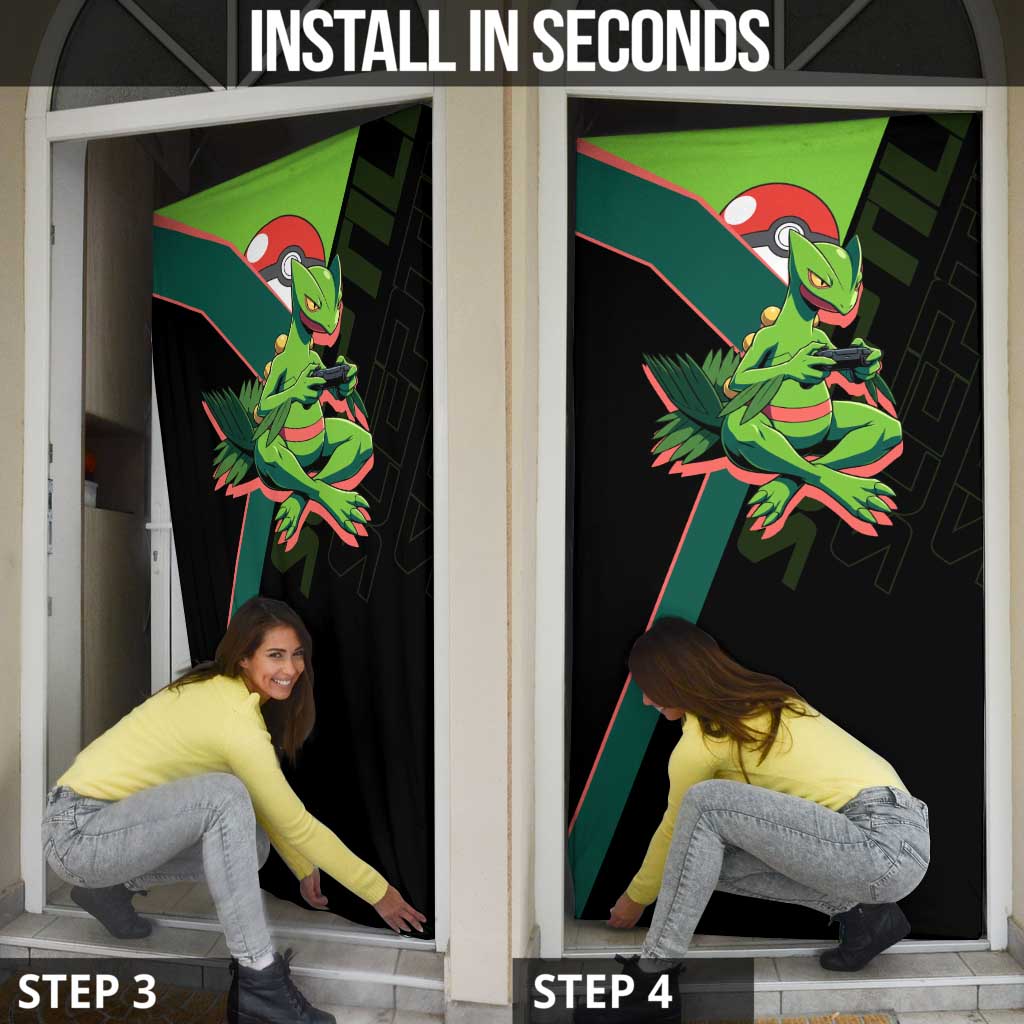 Sceptile Poké Door Cover Neon Retro Anime Style