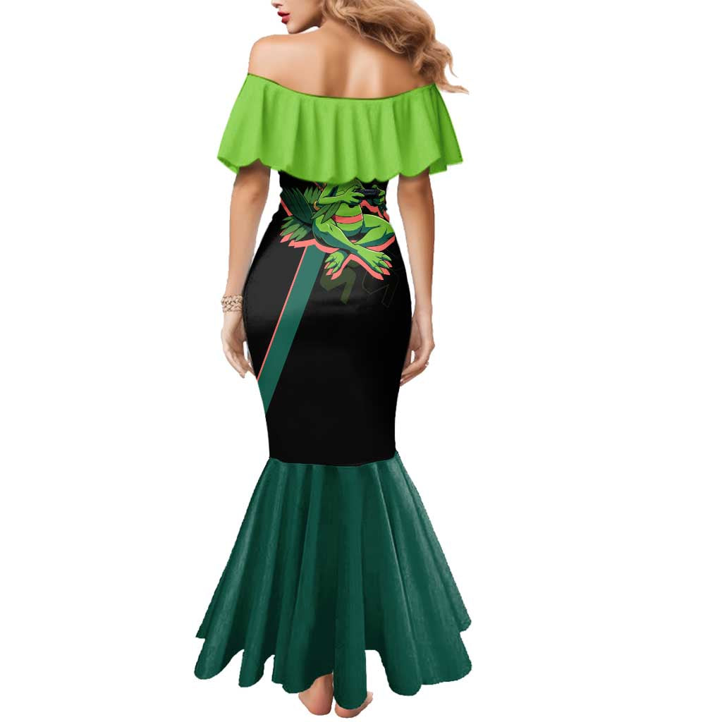 Sceptile Poké Family Matching Mermaid Dress and Hawaiian Shirt Neon Retro Anime Style