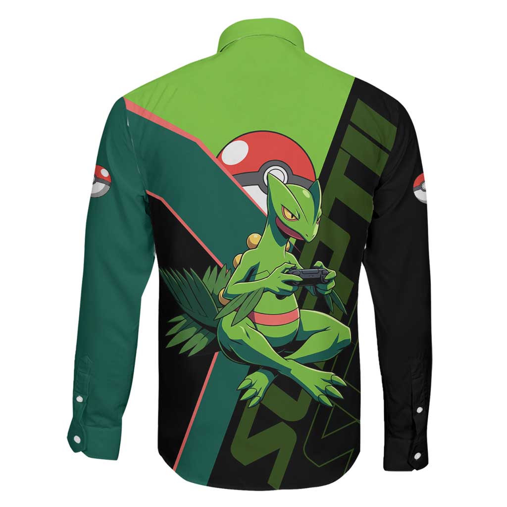Sceptile Poké Family Matching Off Shoulder Maxi Dress and Hawaiian Shirt Neon Retro Anime Style