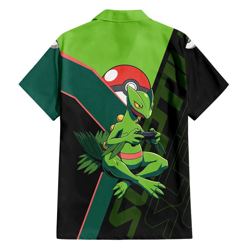 Sceptile Poké Family Matching Summer Maxi Dress and Hawaiian Shirt Neon Retro Anime Style