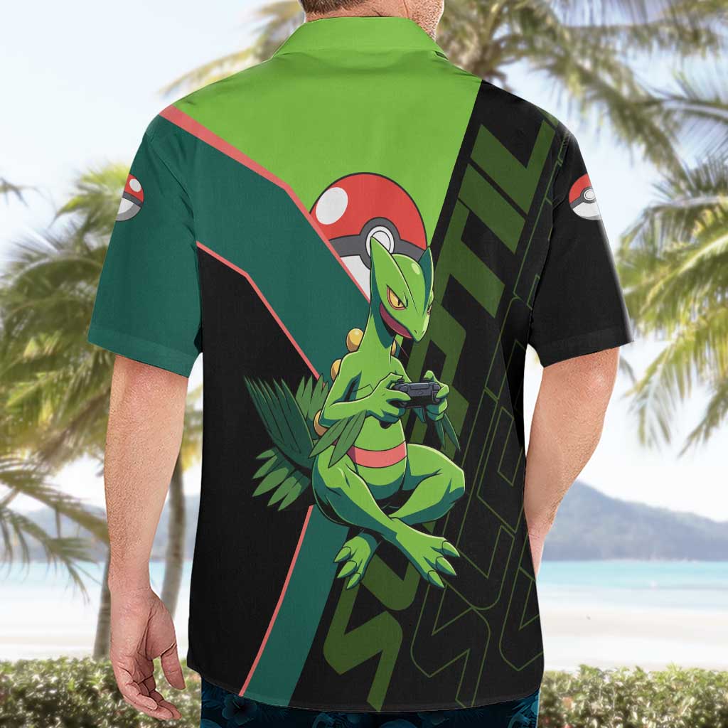 Sceptile Poké Hawaiian Shirt Neon Retro Anime Style