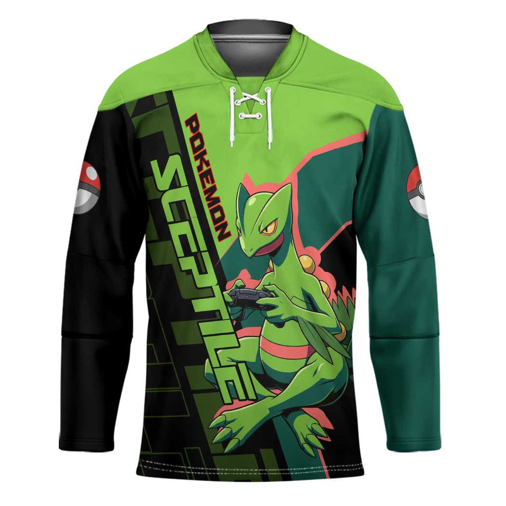 Sceptile Poké Hockey Jersey Neon Retro Anime Style