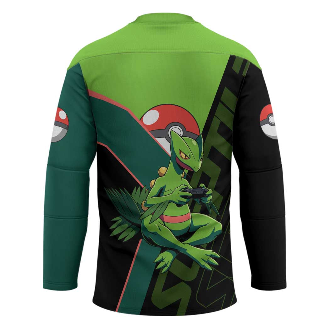 Sceptile Poké Hockey Jersey Neon Retro Anime Style