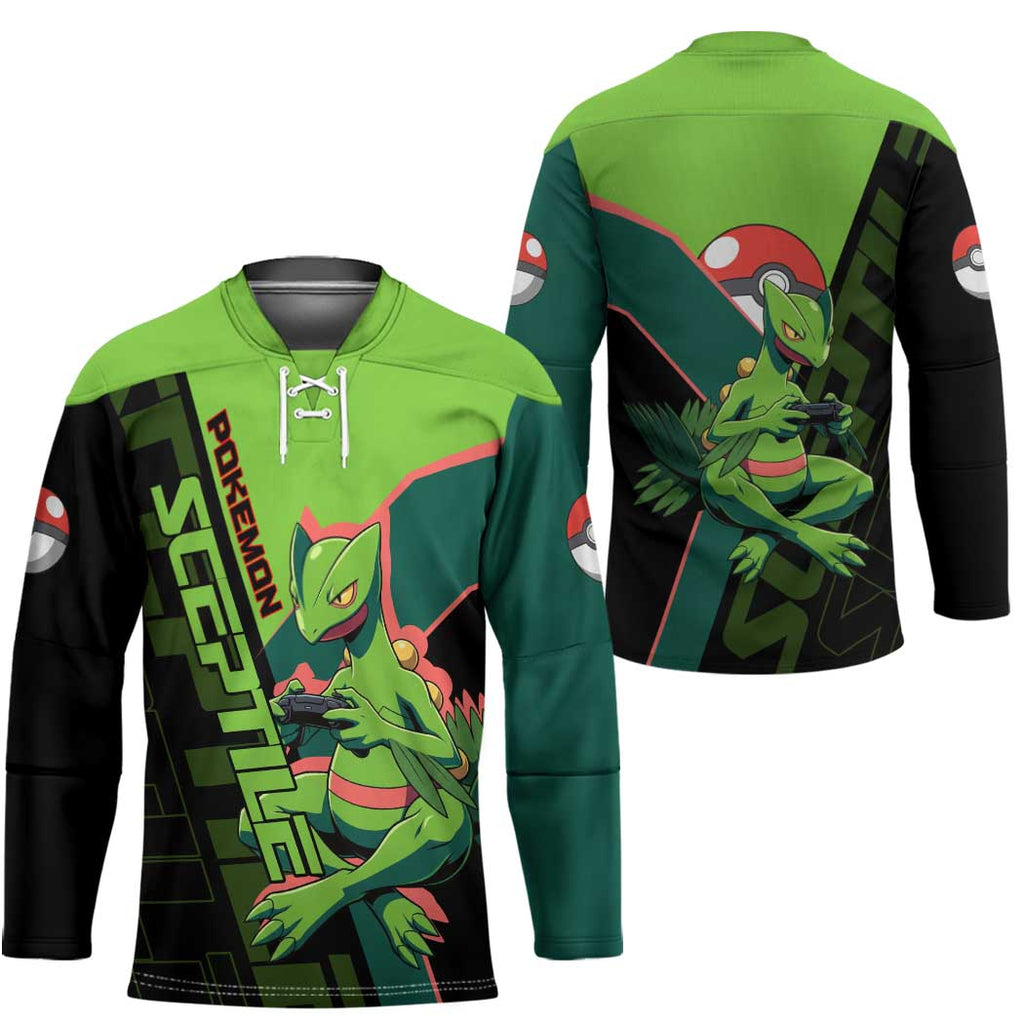 Sceptile Poké Hockey Jersey Neon Retro Anime Style