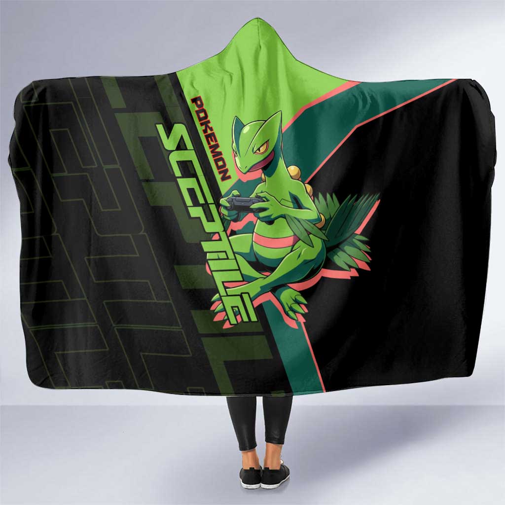 Sceptile Poké Hooded Blanket Neon Retro Anime Style