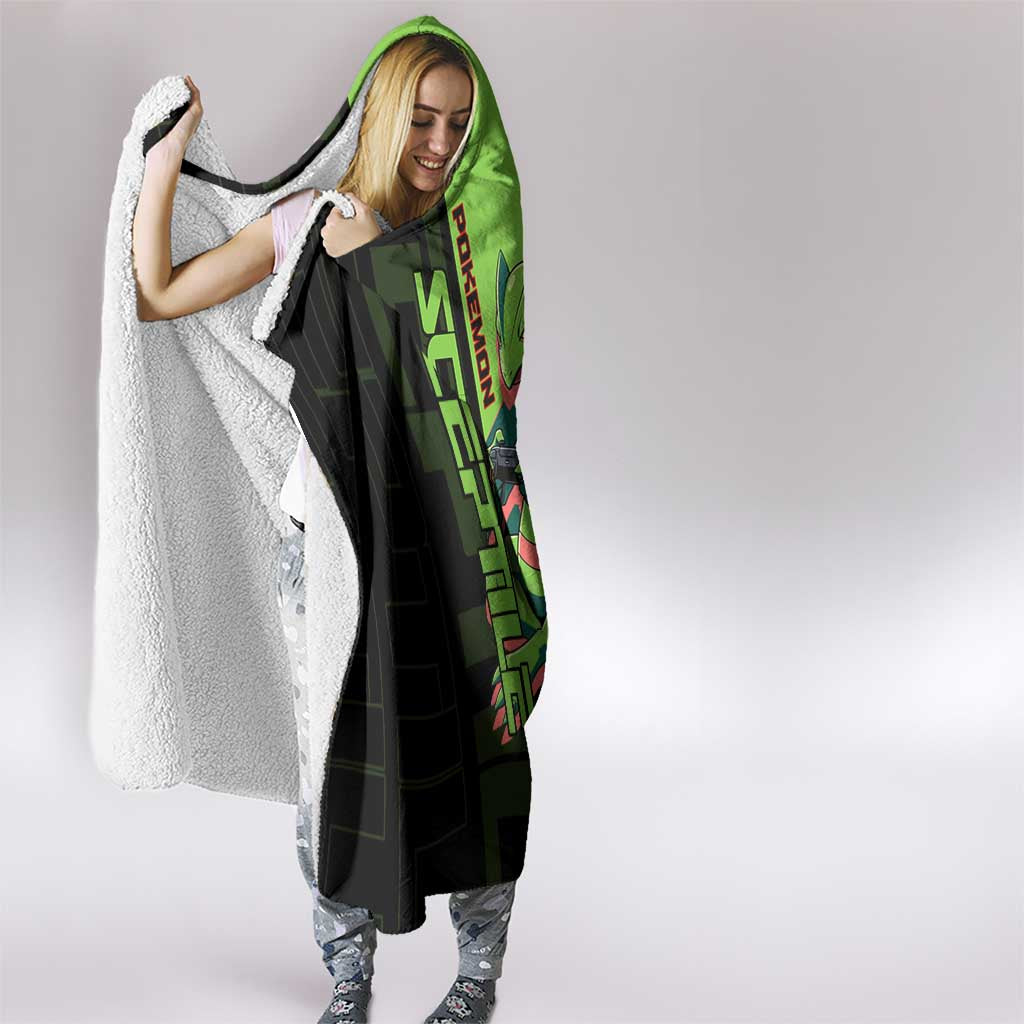 Sceptile Poké Hooded Blanket Neon Retro Anime Style